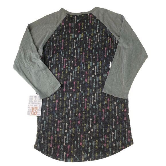 Lularoe Randy Women’s 3/4 Sleeve Raglan Tee Gray/charcoal Colorful Arrows NWT - Picture 2 of 13